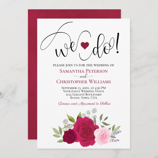 Invitation C'Est Ce Que Nous Faisons ! Élégant Mariage Boho M (Devant / Derrière)