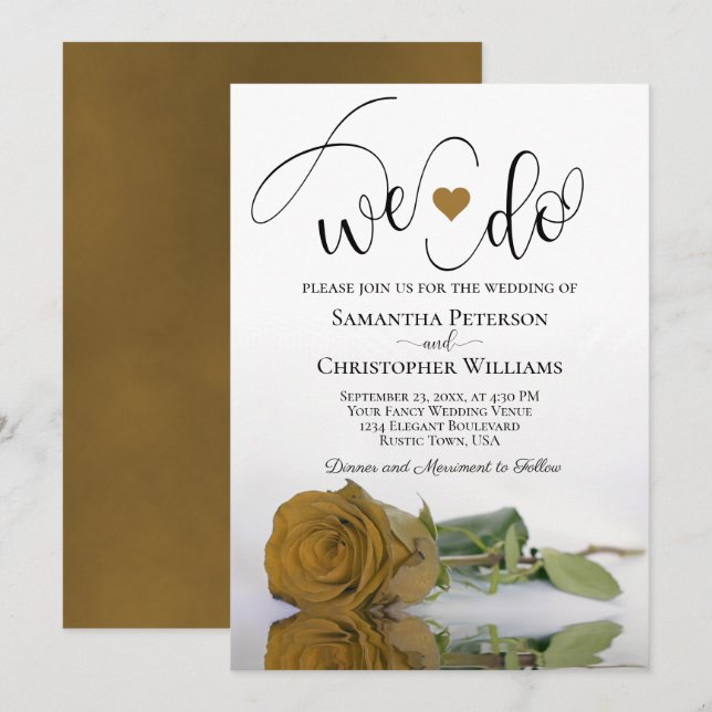 Invitation C'Est Ce Que Nous Faisons ! Élégant Rose or ocre M (Devant / Derrière)