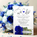 Invitation C'Est Ce Que Nous Faisons ! Elégant Royal Blue Ros<br><div class="desc">Cette belle faire-part de mariage est romantique, ludique et élégante. Il est doté d'un titre amusant avec un coeur mignon et un script moderne qui indique "We do" en haut, avec tous les détails ci-dessous. Au fond se trouve un magnifique rose bleu royal ou cobalt à longue tige sur son...</div>