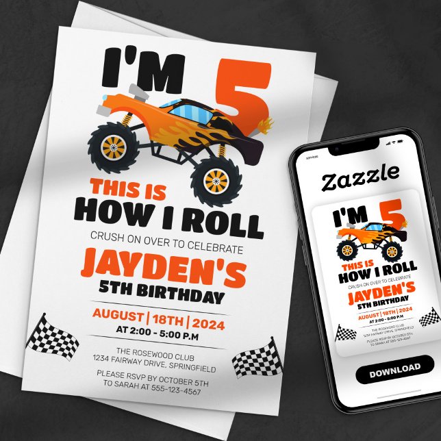 Invitation C'est comme ça que je roule Monster Truck Annivers (Créateur téléchargé)