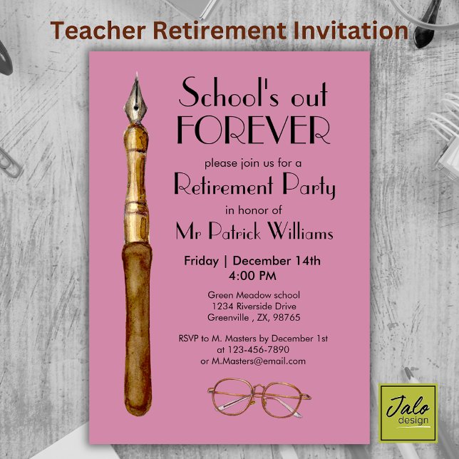 Invitation C'est Fini Pour Toujours Rétraite des Enseignants  (Créateur téléchargé)