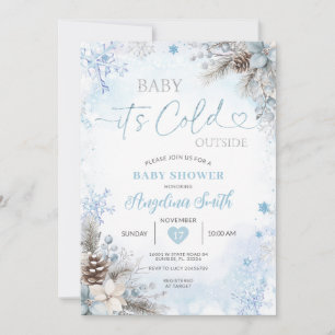 Invitation C'est froid dehors Baby Shower bleu d'hiver