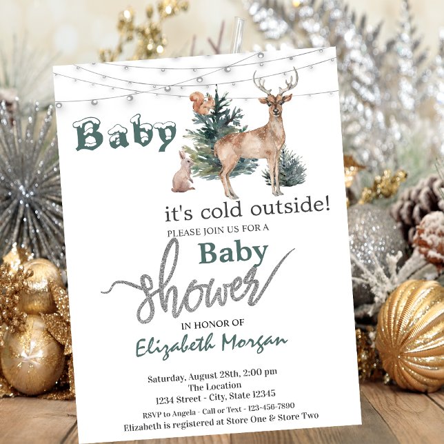 Invitation C'est froid dehors, Baby Shower de bébé renne (Créateur téléchargé)