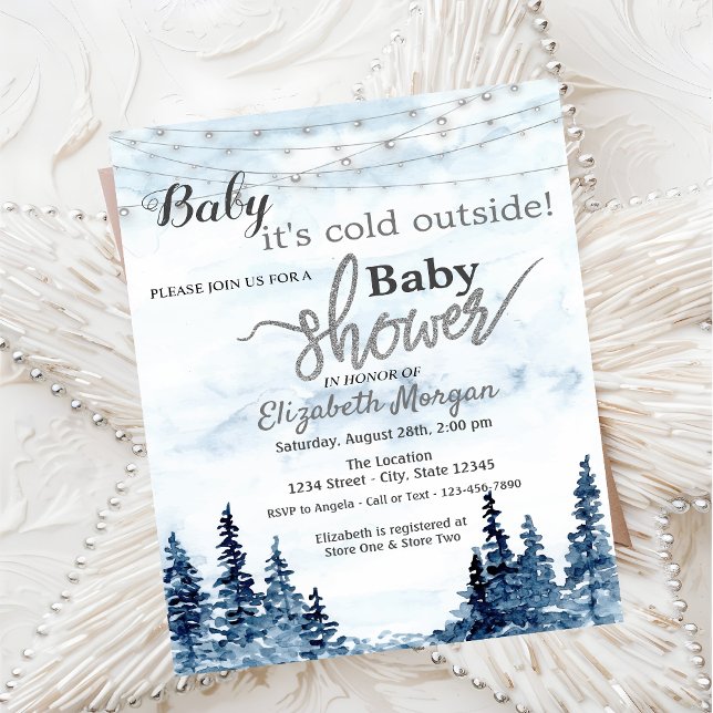 Invitation C'est froid dehors Baby Shower forêt d'hiver (Créateur téléchargé)