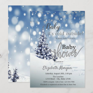 Invitation C'est froid dehors Bébé sous les pins en hiver Sho