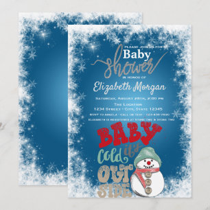Invitation C'est Froid Dehors,Bonhomme de Neige Flocons  Baby