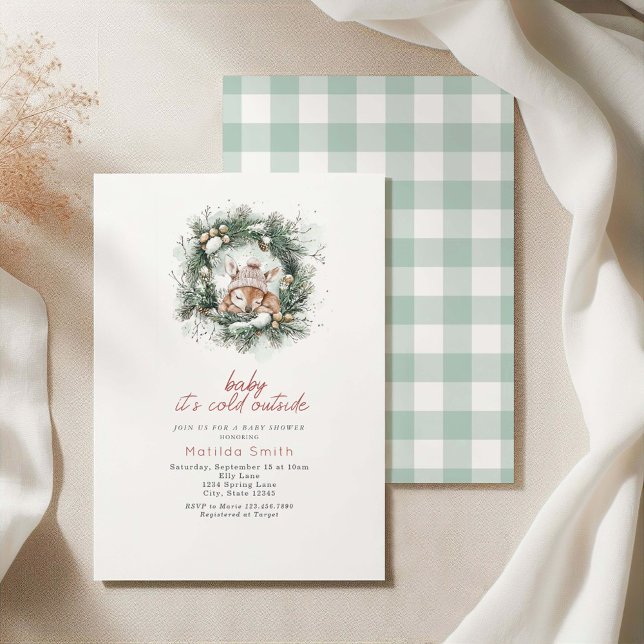 Invitation C'est Froid Dehors Cérémonie de Bébé Faon Mignon (Créateur téléchargé)