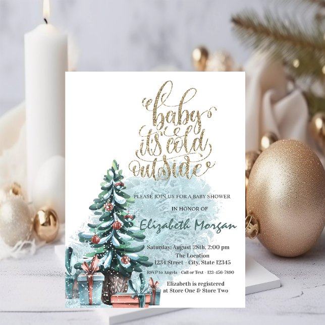 Invitation C'est froid dehors Présents de sapin de Noël Baby  (Créateur téléchargé)