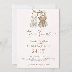 Invitation C'est jumeaux boho vêtements nursery baby shower