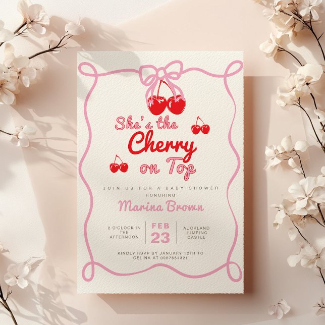 Invitation C'est la cerise sur le baby shower supérieur (Créateur téléchargé)