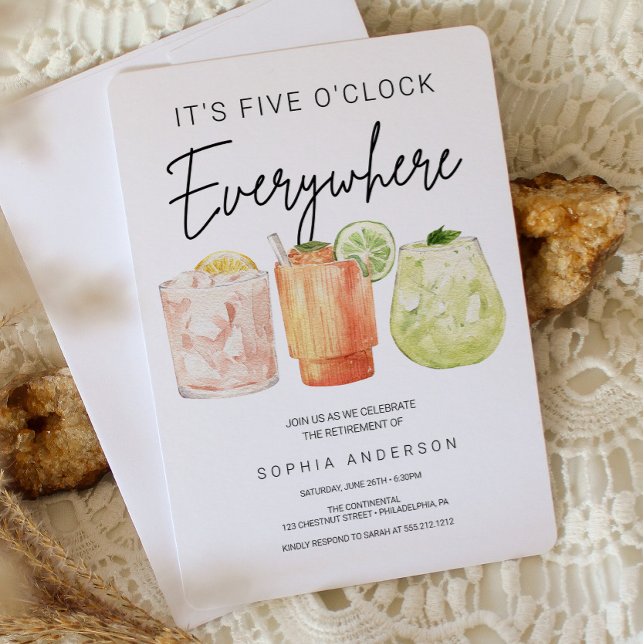Invitation C'est la fête de la retraite à cinq heures partout (Créateur téléchargé)