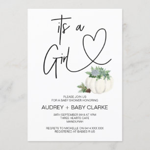 Invitation C'est la fête des Baby showers filles de Thanksgiv
