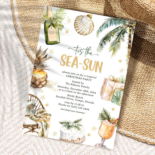 Invitation C'est la fête tropicale de Noël Sea-Sun (Créateur téléchargé)