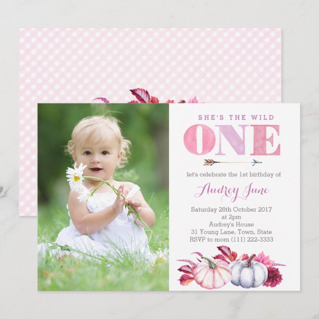 Invitation C'est la folle ONE 1er Anniversaire, Fall Party (Devant / Derrière)