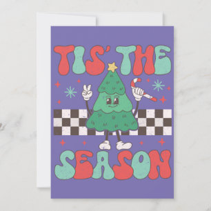 Invitation C'est la saison Arbre de Noël Groovy Retro Noël