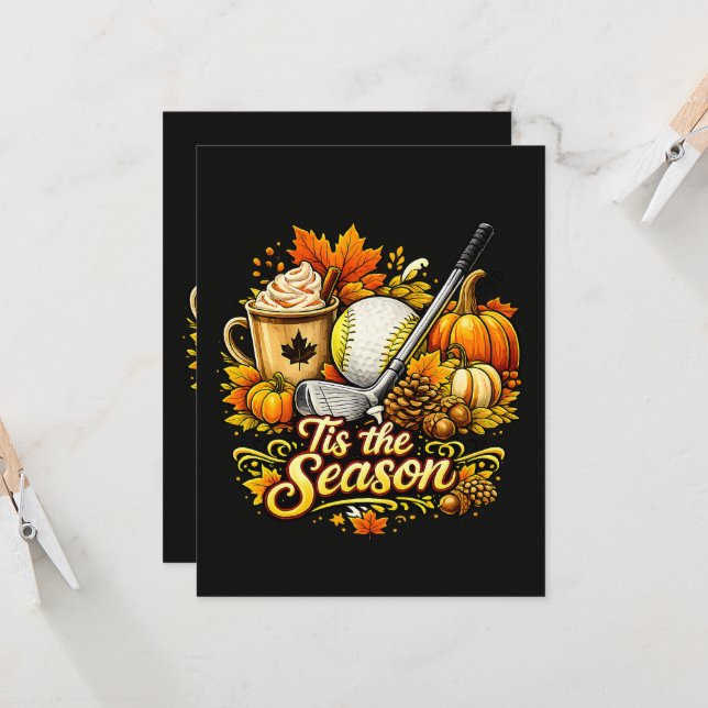 Invitation C'est la saison Café épicé à la citrouille de golf (Devant/Arrière en situation)