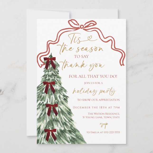 Invitation C'est la saison de dire merci fête de Noël (Devant)
