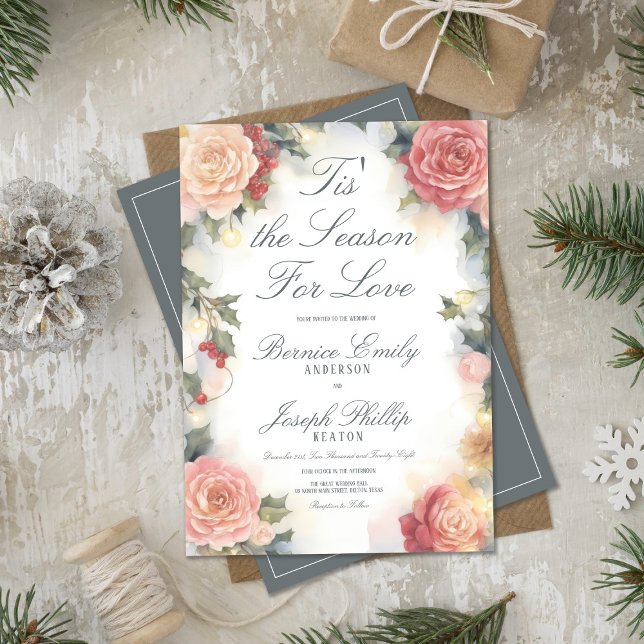 Invitation C'est la saison de l'amour Mariage de Noël d'hiver (Créateur téléchargé)