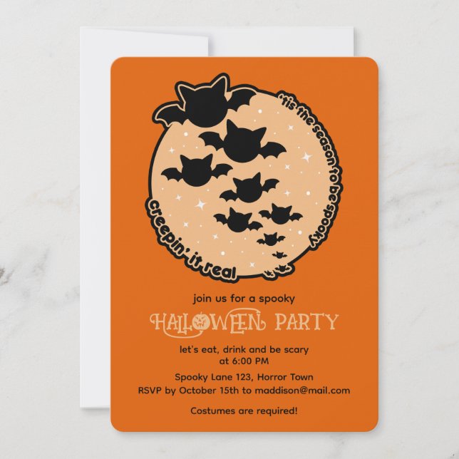 Invitation C'Est La Saison D'Être Éffrayant Halloween Party (Devant)