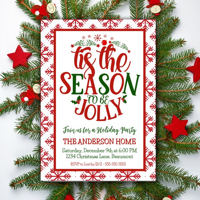 Invitation C'Est La Saison D'Être Jolly Noël Party (Tis The Season To Be Jolly Christmas Party Invitation)