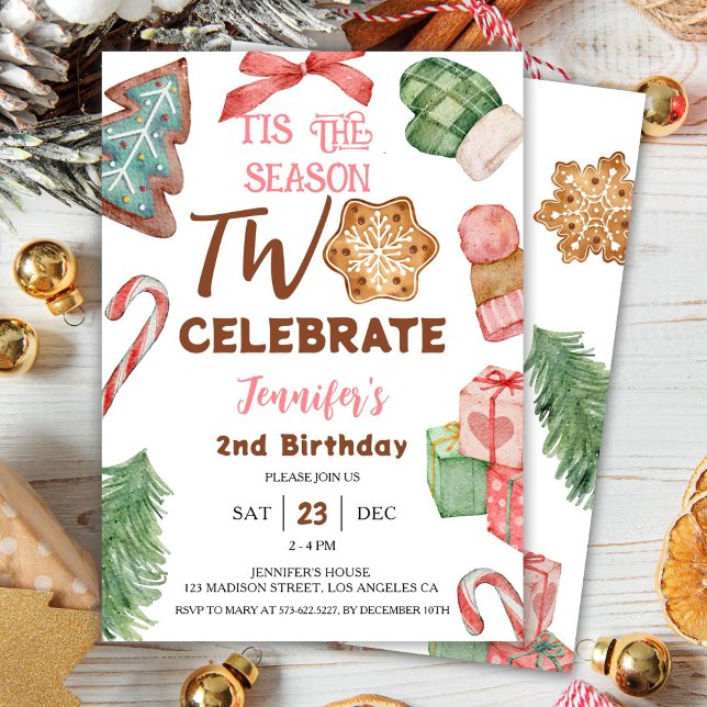 Invitation C'est la Saison DEUX ! Fille Noël 2e anniversaire (Créateur téléchargé)