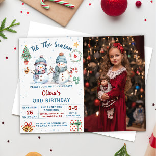 Invitation C'Est La Saison Noël Snowman Anniversaire Photo
