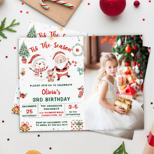 Invitation C'Est La Saison Noël Vacances Snowman Anniversaire