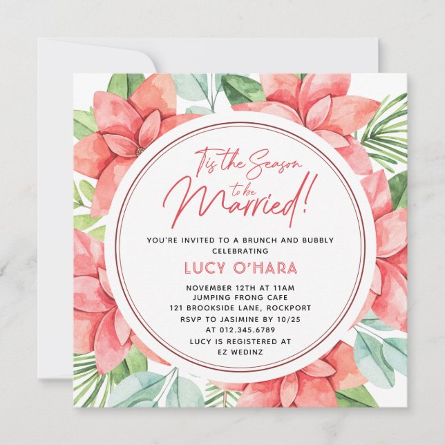 Invitation C'est la saison pour être marié Noël Floral (Devant)