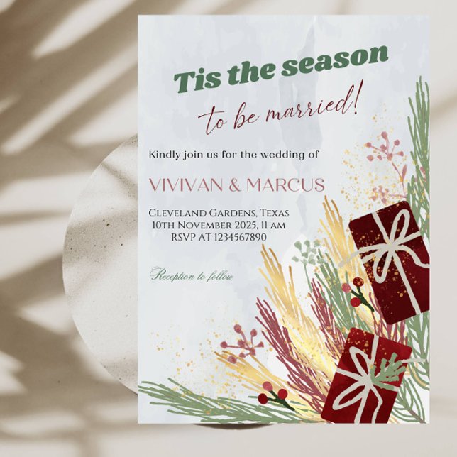 Invitation C'est la saison pour se marier Noël Mariage  (Créateur téléchargé)