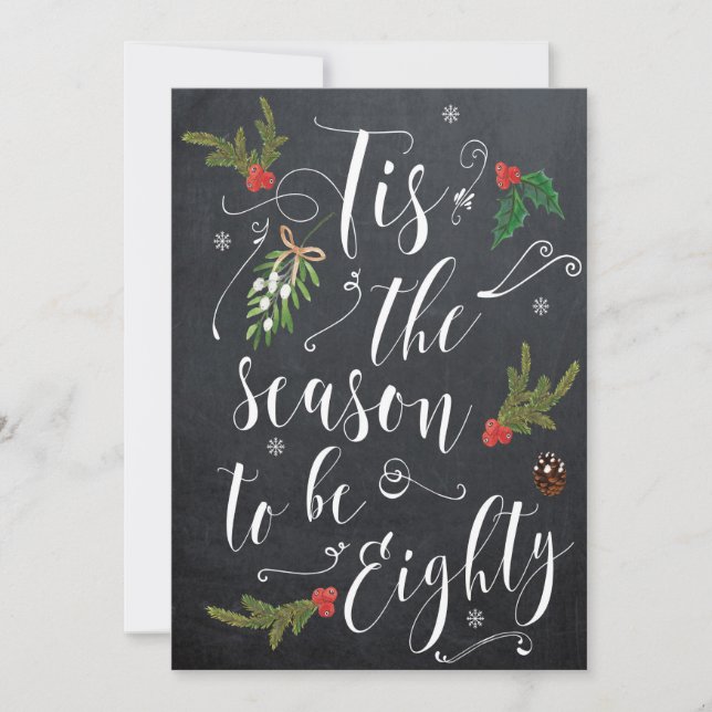 Invitation C'est la saison pour un 80e anniversaire Noël vaca (Devant)