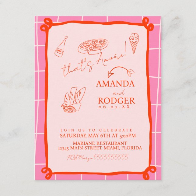 Invitation C'est l'Amore Italian Doodles Mariage (Devant)