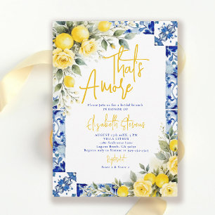 Invitation C'est l'Amore Lemon et floral bleu pour la fête de