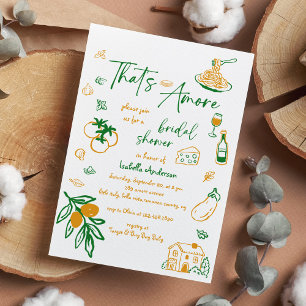 Invitation C'est l'Amore Mariage Italien Dessiné à la Main Sh