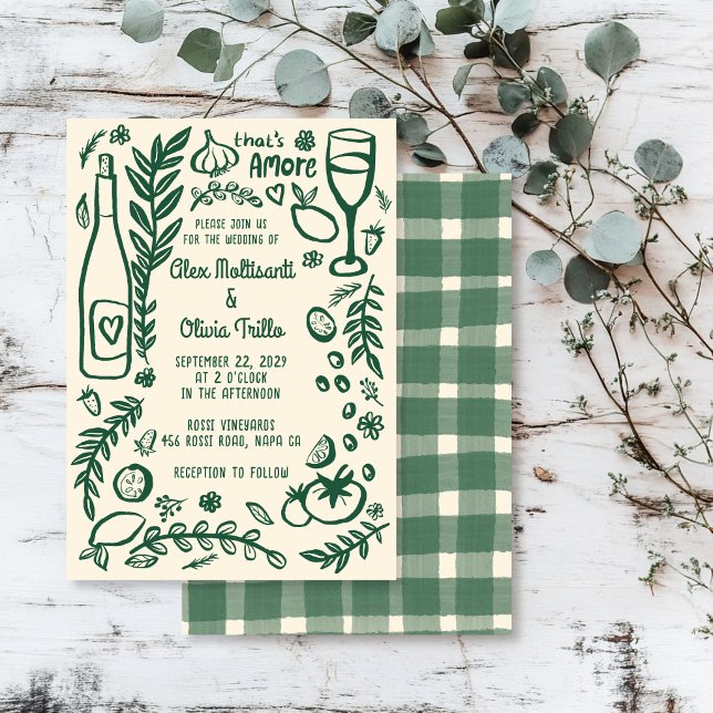 Invitation C'est l'Amore Nourriture Italienne Mariage sur mes (That's Amore Italian Food CUSTOM Wedding Party Invitation
)