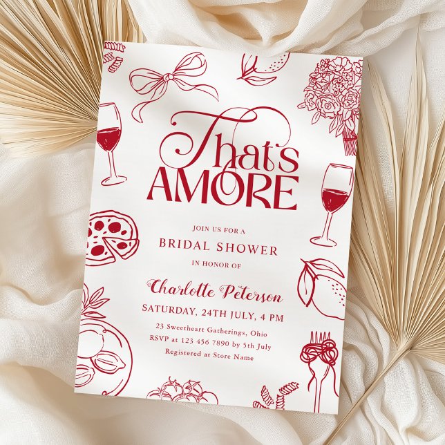 Invitation C'est l'Amour Baby Shower Rouge (Créateur téléchargé)