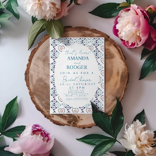 Invitation C'est l'Amour Carreaux Italiens Cœurs Mariage