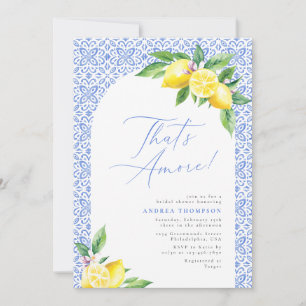 Invitation C'est l'Amour Carrelage Bleu Citron Mariage Italie