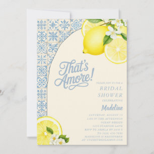 Invitation C'est l'Amour Carrelage Bleu Vintage Citron Invita