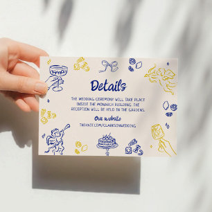 Invitation C'est l'Amour ! Détails italiens bleus et jaunes