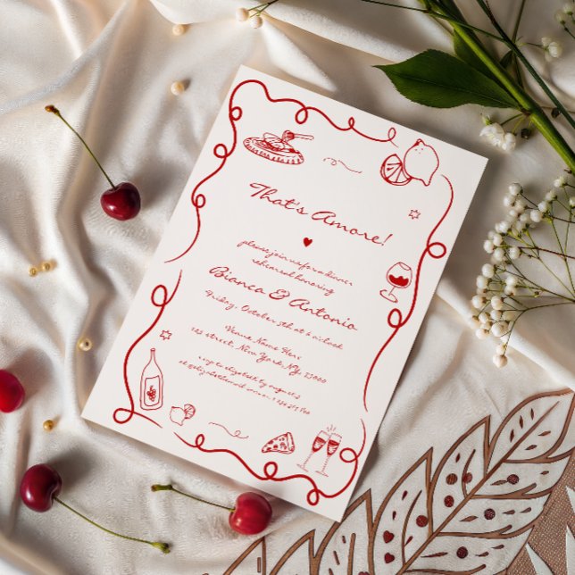 Invitation C'est l'Amour Dîner de Répétition Italien Main Lev (Créateur téléchargé)
