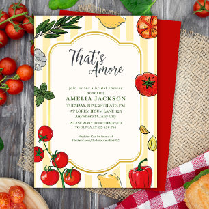 Invitation C'est l'amour douche de mariée pizza et pâtes ital