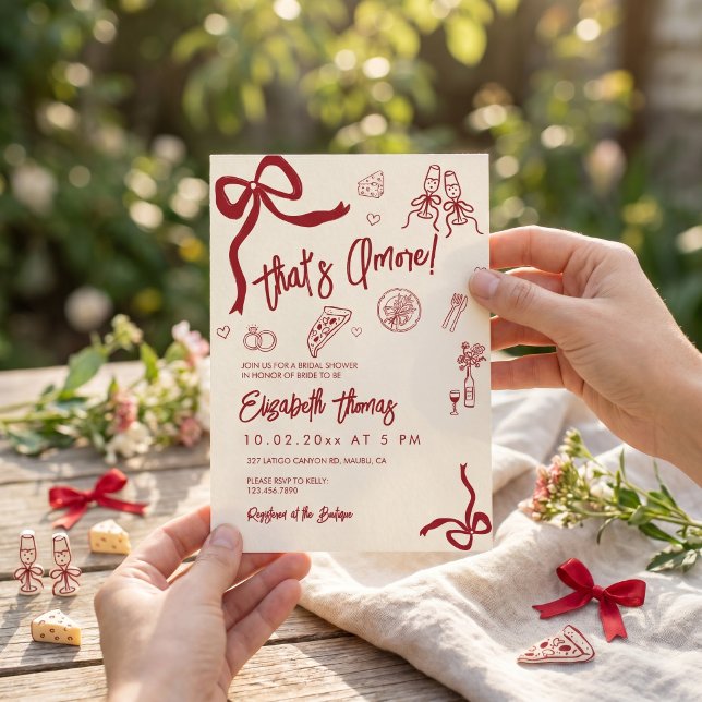 Invitation C'est l'Amour Enterrement de Vie de Jeune Fille It (That's Amore Bridal Shower Invite)