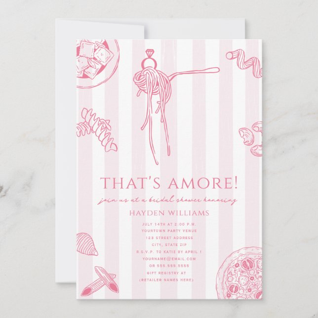 Invitation C'est l'Amour Fête de Mariage Italienne Rose (Devant)
