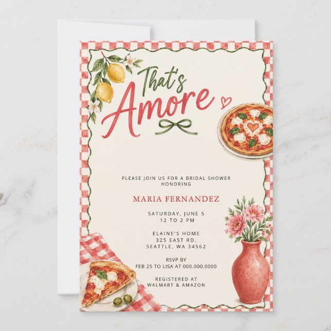 Invitation C'est l'Amour Fête de Pizza Italienne Enterrement  (Devant)
