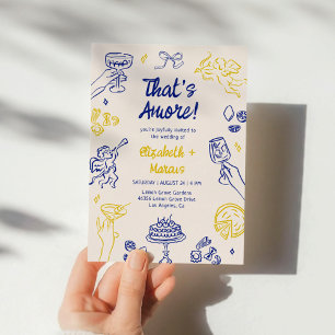 Invitation C'est l'Amour ! Mariage Italien Bleu et Jaune