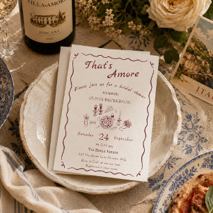 Invitation C'est l'amour mariage italien pizza et vin shower