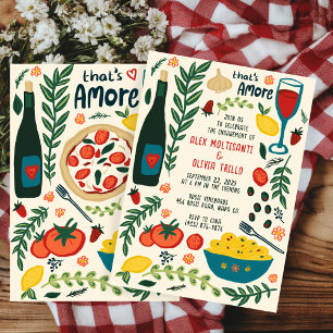 Invitation C'est l'Amour Nourriture Italienne Fête de Fiançai