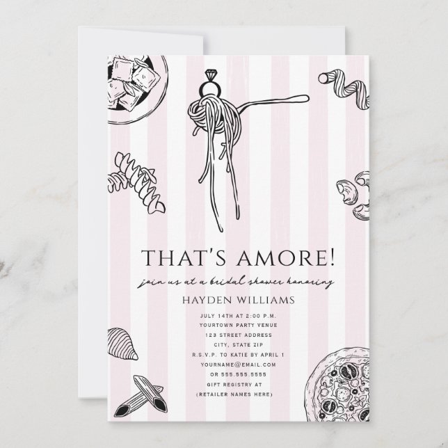 Invitation C'est l'Amour Nourriture Italienne Mariage Shower  (Devant)