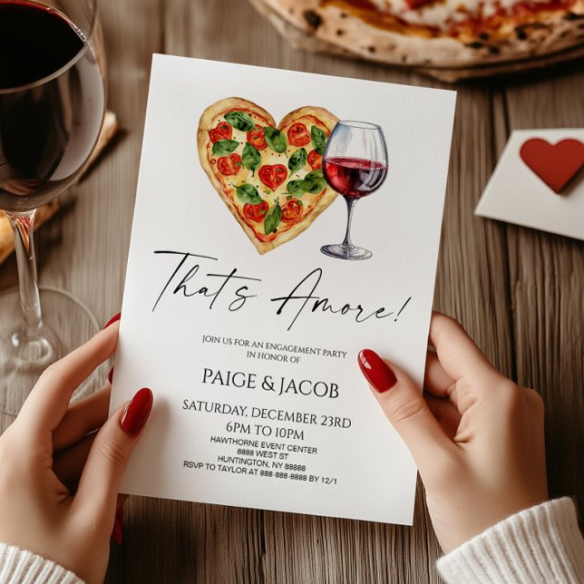 Invitation C'est l'amour ! Pizza Vin Mariage Fiançailles Fête (Créateur téléchargé)
