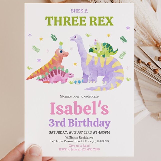 Invitation C'est l'anniversaire d'un Trois rex Trex Dinosaure (Créateur téléchargé)